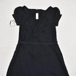 LOFT | Dresses | New Loft Womens Fit Flare Dress Short Sleeve Boat Neck  Cotton Black Size 2xl | Poshmark